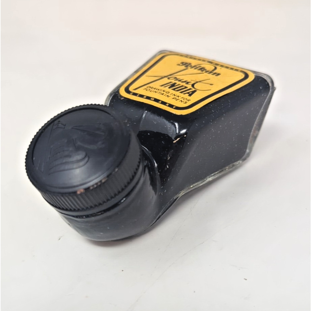 Pelikan Fount India Drawing Ink for Fountain Pens Black Ink Well Vintage German